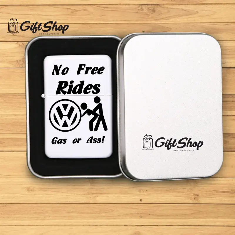 No free rides volkswagen, bricheta metalica gravata laser cu mesajv